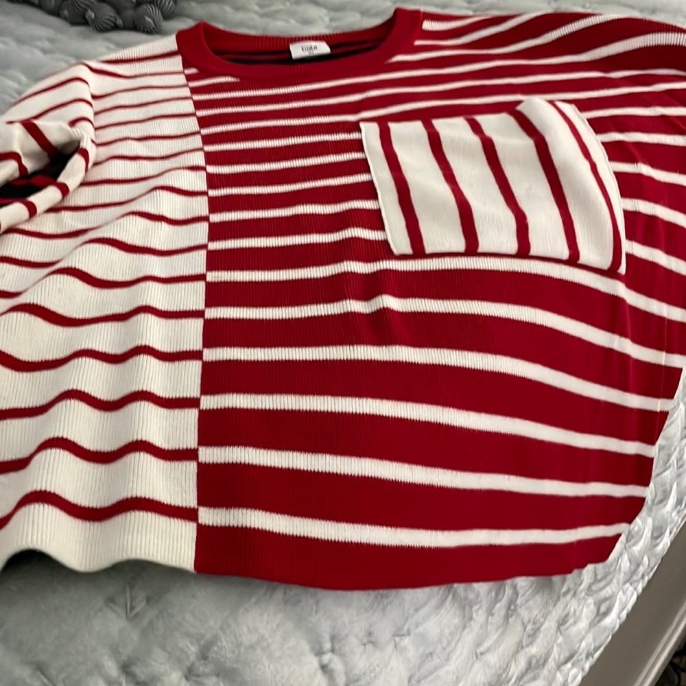 CAbi, XS, red, white & blue sweater.